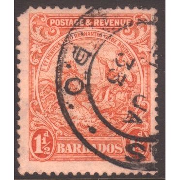 Barbados 1925 - SG231ca - 1½d orange red - Badge Of Colony - used