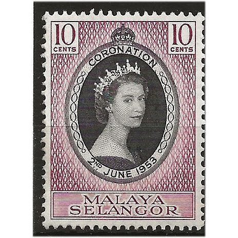 Selangor 1953 SG115 10c Black & Reddish Purple Coronation Unmounted Mint . ..