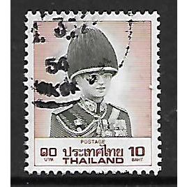 THAILAND 1988 10b KING RAMA IX GREEN AND RED SG 1346 FINE USED