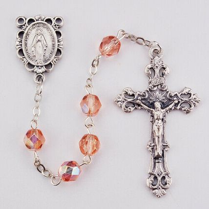 Rose Colored Rosary, plus two free prayer cards