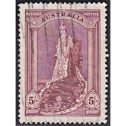 AUSTRALIA, 1937 5/- George VI Coronation, SG 176 (Scott #177), used