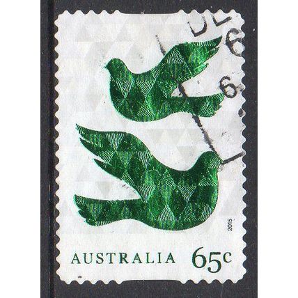 Australia 2015 Christmas - Doves - Foiled / Embellished 65c s/a Used