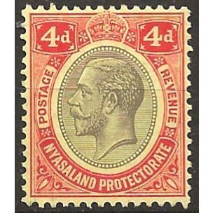 Nyasaland 1913 SG91 4d Black & Red/Yellow Mounted Mint .