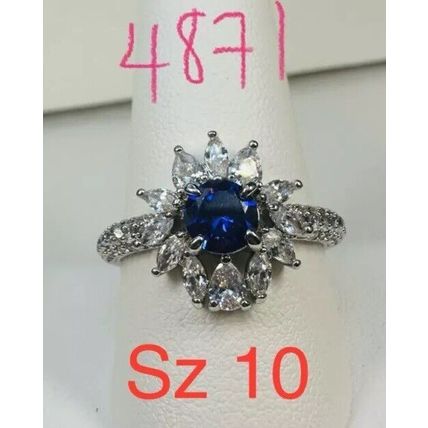 Ring Bomb Party Sz10 RBP Flower Radiant Violet Gem Rhodium Pl Costume Jewelry