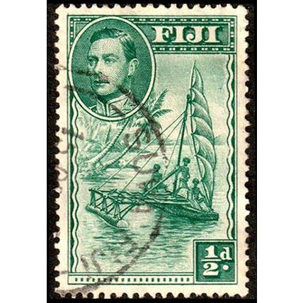 Fiji 1938 King George VI 1/2d Used Stamp Boat. KG VI