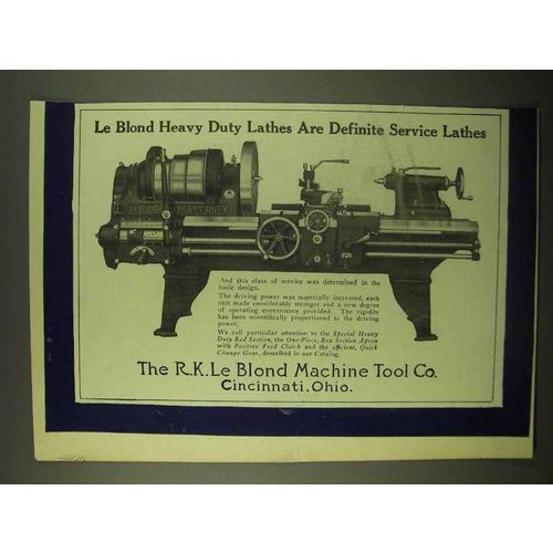 1922 R.K. Le Blond Machine Tool Heavy Duty Lathe Ad