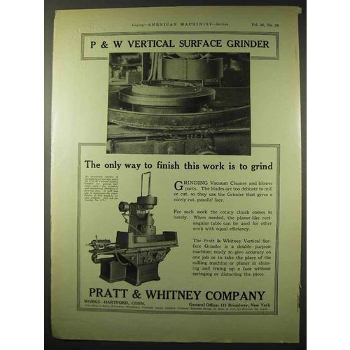 1922 Pratt & Whitney Vertical Surface Grinder Ad