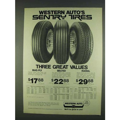 1978 Western Auto Bias-Ply, Belted Sentry Tires Ad