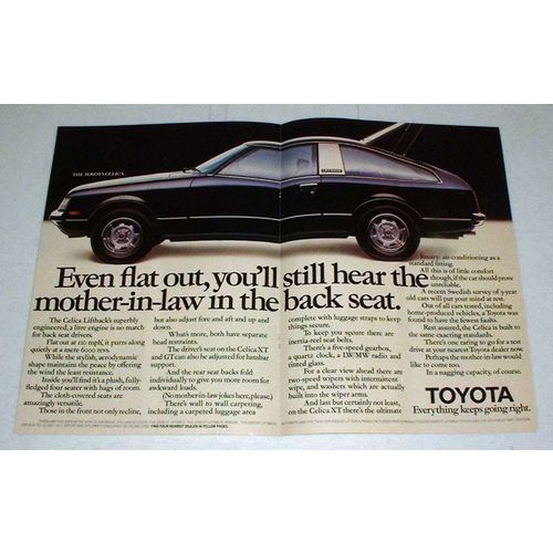 1978 Toyota Celica Liftback Car Ad - Even Flat Out!