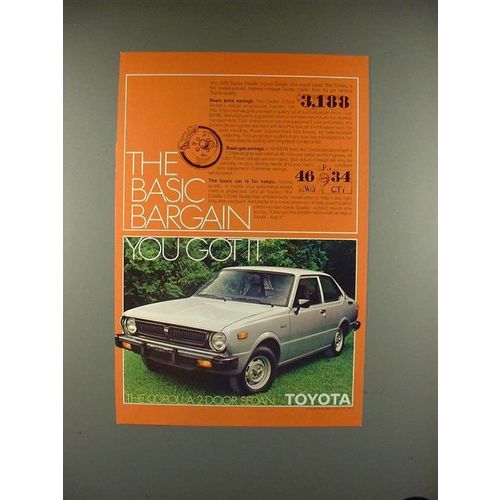 1978 Toyota Corolla 2-door Sedan Ad - Basic Bargain!