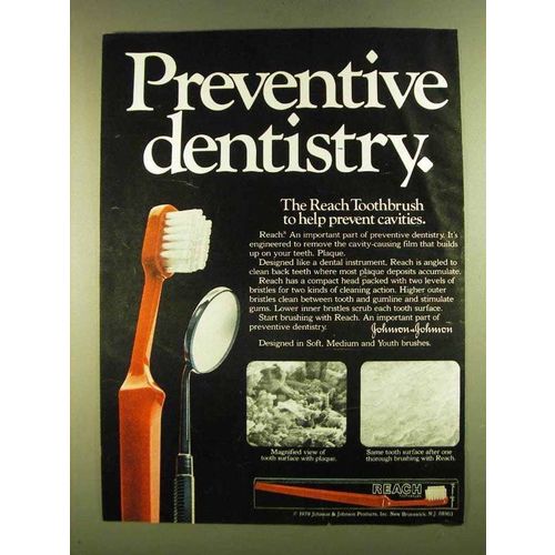 1980 Reach Toothbrush Ad - Preventive Dentistry
