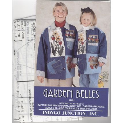 Garden Belles Pieced Denim Jacket Pattern Adult S -XL Children 4 6 10 Sewing
