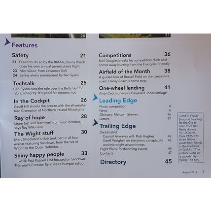 MICROLIGHT / ULTRALIGHT FLYING MAGAZINE, BMAA issue Aug 19