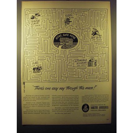 1950 Insurance Company of North America Ad - There's one easy way through this