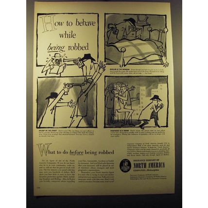 1950 Insurance Company of North America Ad - How to behave while being robbed
