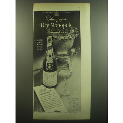 1948 Heidsieck & Co. Dry Monopole Champagne Advertisement