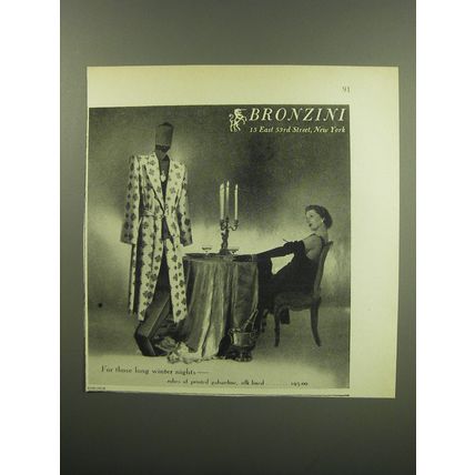 1949 Bronzini Robes Ad - photo by John Rawlings - For those long winter Nights