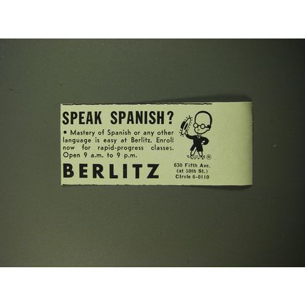 1950 Berlitz School of Language Ad - Speak Spanish?