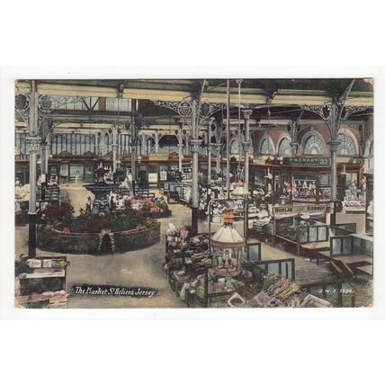 The Market St Helier Jersey Postcard 1908 Posted to Guernsey