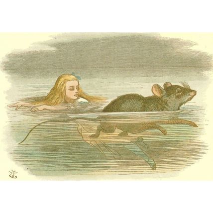 The Mouse Swimming Alice In Wonderland Victorian 1890 Book Postcard