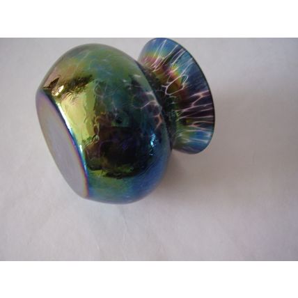 Vintage Heron Glass Small Posy Vase Iridescent Blue Tones