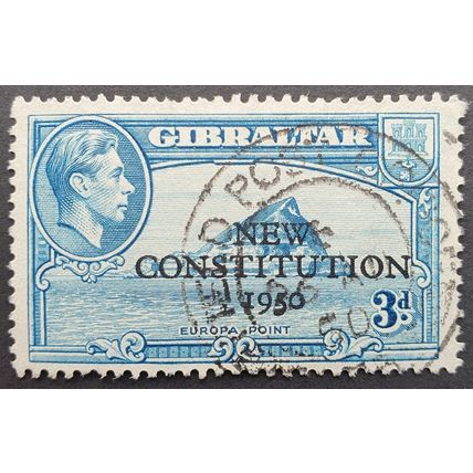 Gibraltar: 1950 3d greenish blue SG141 used