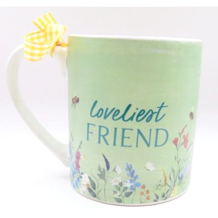 Loveliest Friend Fine China Mug Floral with Green Background 8.5 CM Verse Gift