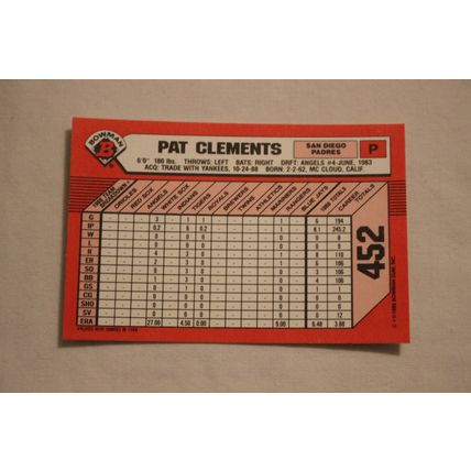 Pat Clements 1989 Bowman TIFFANY NO. 452