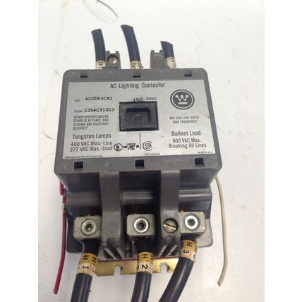 WESTINGHOUSE A202K3CAZ AC LIGHTING CONTACTOR,1254C31G13,600VAC,100A CONTACTOR,DB