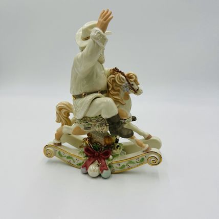 Lenox Porcelain Wild West Classic Edition Santa On a Rocking Horse Gold 8.5in