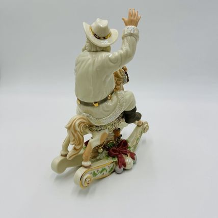 Lenox Porcelain Wild West Classic Edition Santa On a Rocking Horse Gold 8.5in