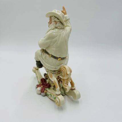 Lenox Porcelain Wild West Classic Edition Santa On a Rocking Horse Gold 8.5in