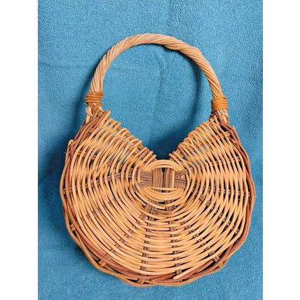 Vintage 15" x 10" Food Storage Basket Wooden Woven Wall Hanging Harvest Design