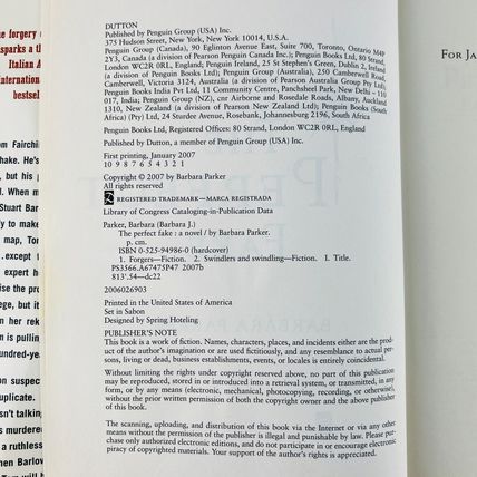 Barbara Parker - The Perfect Fake 1st Edition Hardcover Book