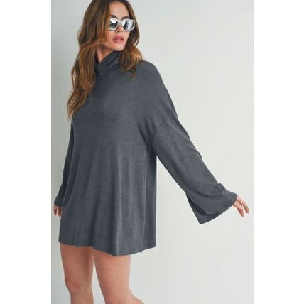 Bell Sleeve Turtle Neck Dress