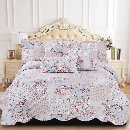 3 PCS Patchwork Bedspread Quilted Bed Throw Set - Single Bed (Meadow)