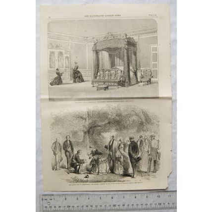 1858 engravings Queen's visit Birmingham, planting oak Warwick castle