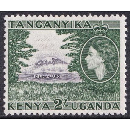Kenya Uganda Tanganyika QEII 1954-59 2s Black Green Kilimanjaro SG177 Mint MH