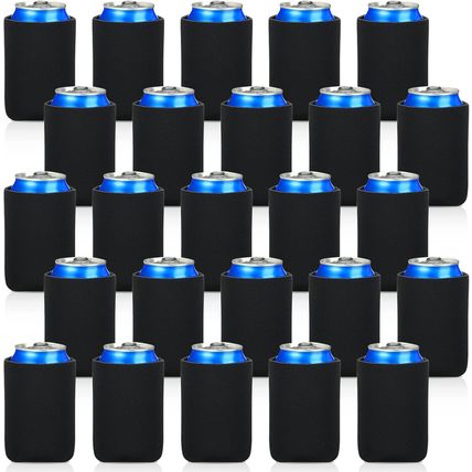 150 Pack Black Blank Can Cooler Sleeves Bulk Neoprene Can Covers Insulated Colla