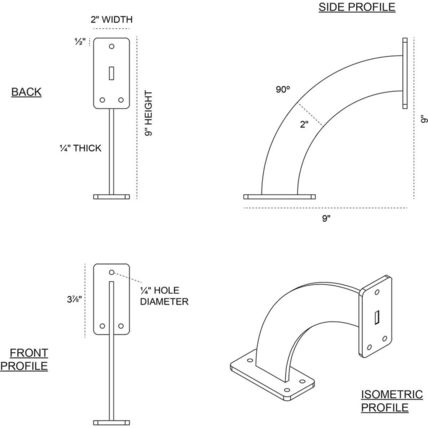 Ekena Millwork BKTM02X09X09BRHGO 2 Inch W X 9 Inch D X 9 Inch H Bradford Steel B