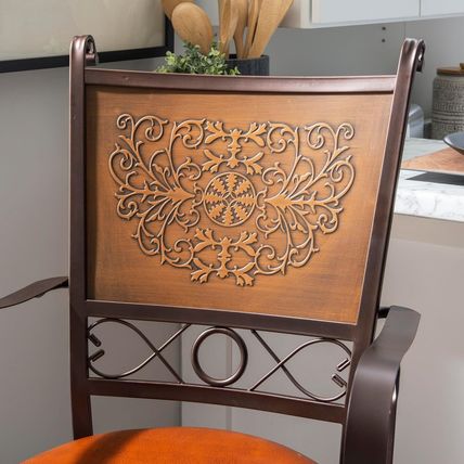 Powell Company Big and Tall Copper Stamped Back Barstool with Arms Bar Stool, Br
