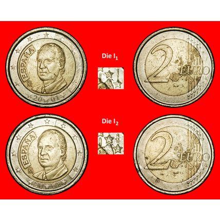 ⰆPHALLIC TYPE 1999-2006:SPAIN★2 EURO 2001 2 DISCOVERY COINS★LOW START★NO RESERVE