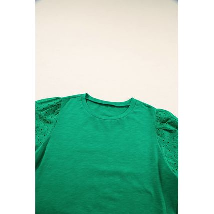 Bright Green Eyelet Embroidered Patchwork Shift Top