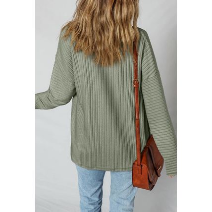 Mist Green Thermal Ribbed Texture Drop Shoulder Button Up Shacket