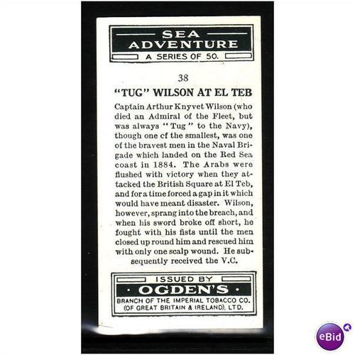 Ogden's Cards 1939 Sea Adventure No 38 TUG Wilsons at EL TEB Fine Mint