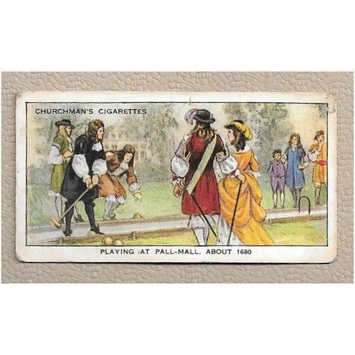 1934 CHURCHMAN The Story of London Cigarette card 27 Playing at Pall Mall 1680