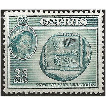 Cyprus 1955 SG179 25m Deep Turquoise-Blue Mounted Mint . ..