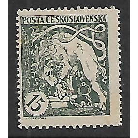 CZECHOSLOVAKIA 1919 ANNIV OF INDEPENDENCE 15H GREEN SG 61 M MINT