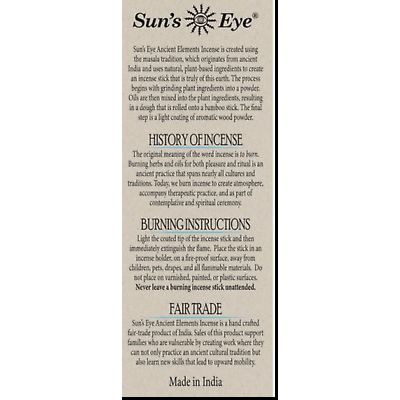 Patchouli, Ancient Elements, 20 Natural Incense Sticks, Sun's Eye