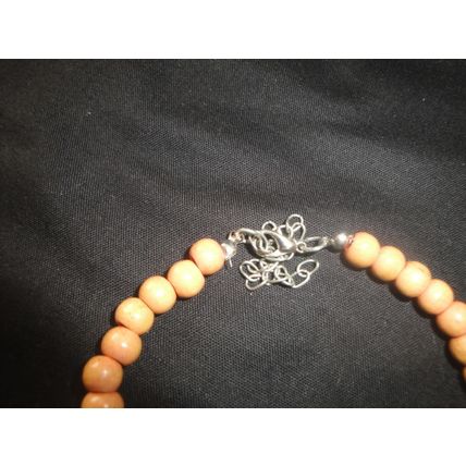 Fun casual wood bead and ring 30" woven necklace beach holiday